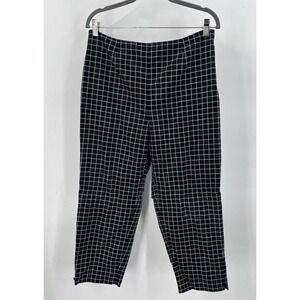 Valerie Stevens Womens 12 Silk Blend Plaid Ankle Trousers Dress Work Pants Black